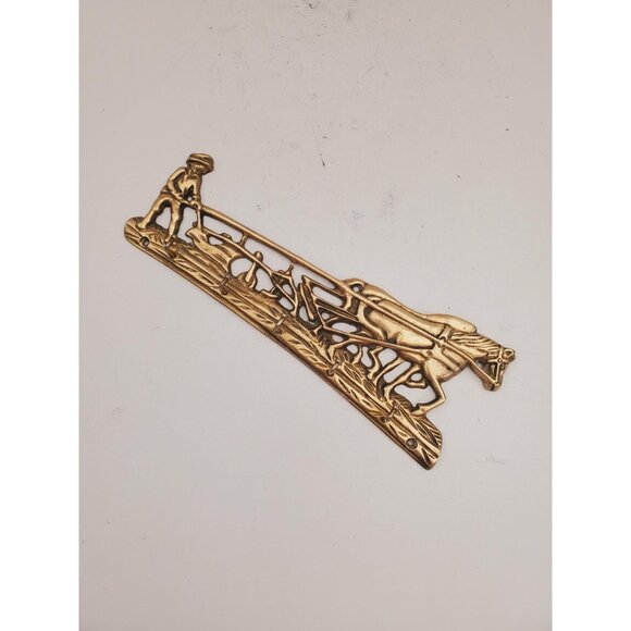 Vintage Brass Wall Key Holder Rack with five (5) Hooks | Mid Century Modern | - Picture 2 of 10